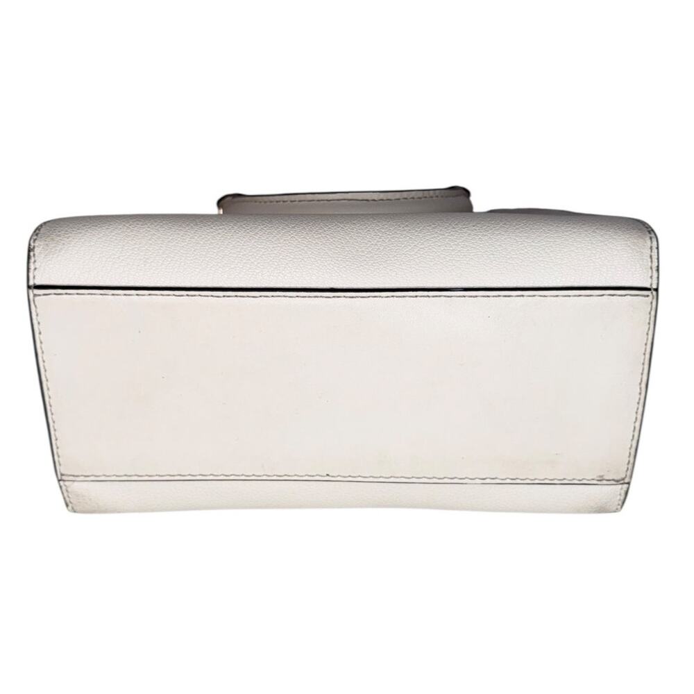Michael Kors Ivory Pebbled Leather Purse Handbag Crossbody Square Satchel - Picture 8 of 11